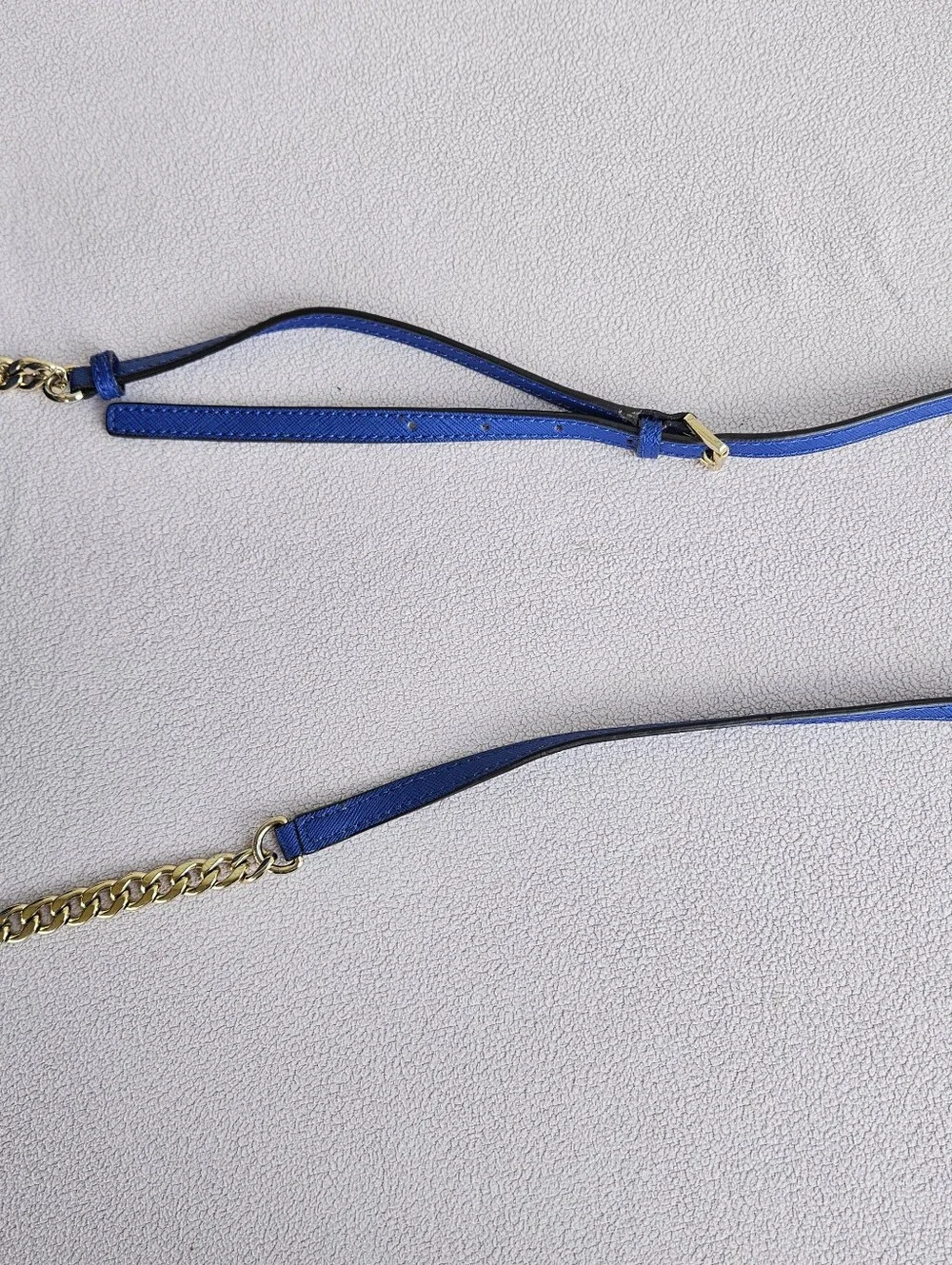 Michael Kors Jet Set Crossbody Purse Handbag Saffiano Leather Blue Chain Strap